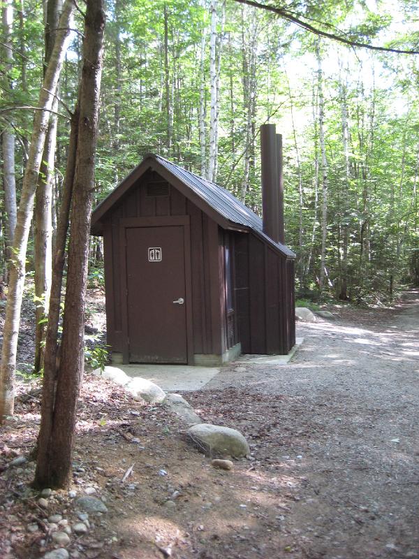 PemiTraverse.JPG - The new outhouse at the Lincoln Woods campsite. A great site at the end of a long day. From here we hiked down the East Side Road and arrived at the car 9 hours after we started. In total we covered 16.6 miles on 5 different trails. Other than the bugs, we had a great day in the woods on a clear, warm summer day.