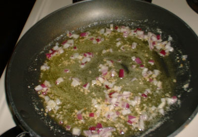Sauteing onions and garlic