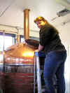 Danielle looking into brew kettle