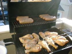 Grilling Sausage and Chicken